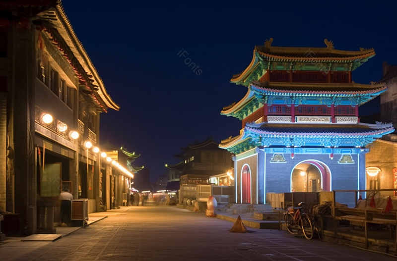 著名旅游景点古城镇的夜景,高清,摄影图,摄影图片,图片大全,摄影图免费下载